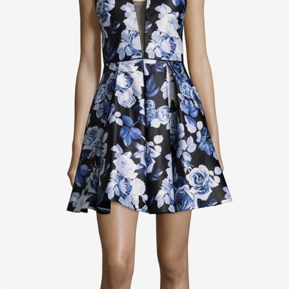 Floral‎ Blue and Black Dress New